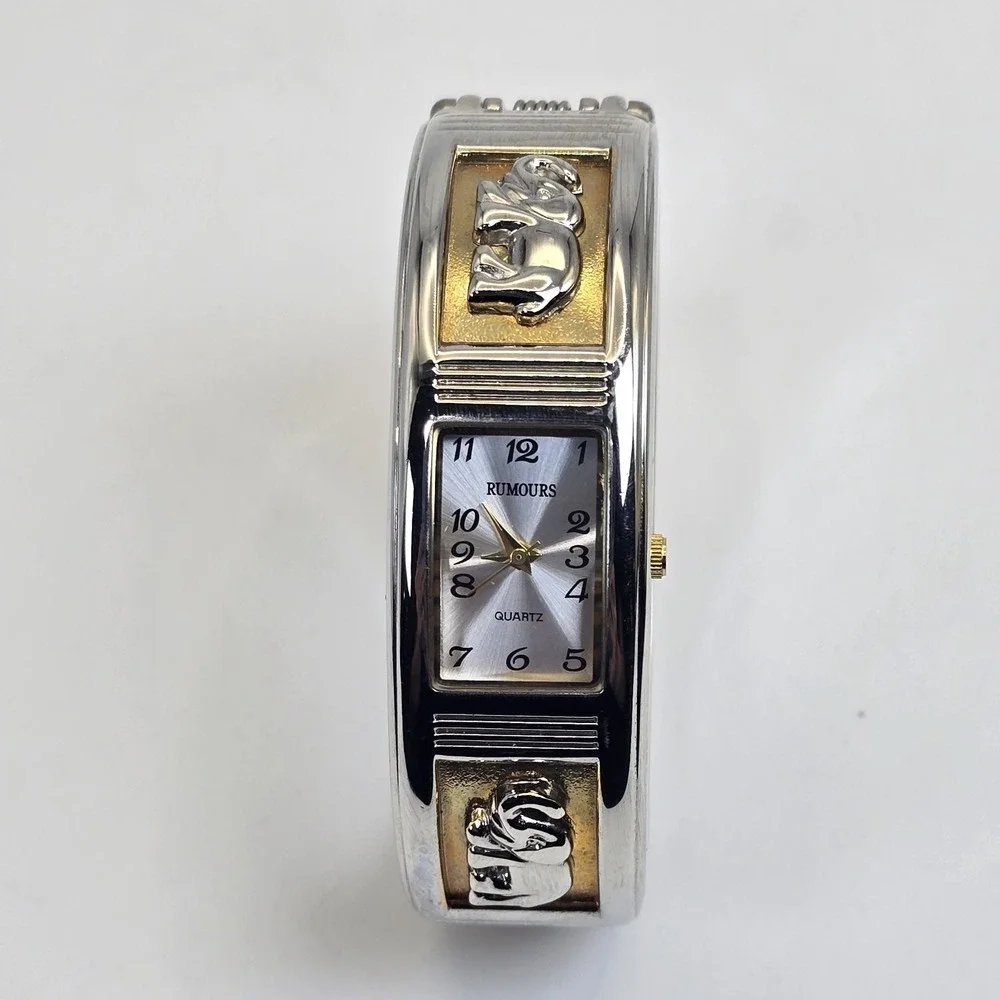 Rumours Elephant Bangle Bracelet Watch Two Tone Gold Silver Quartz New Battery